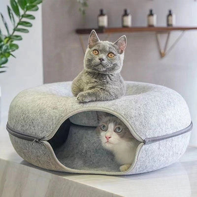 猫と洞窟のための2in1ドーナツベッド