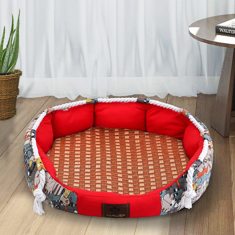 Dog Bed with Pocket and Chew Rope