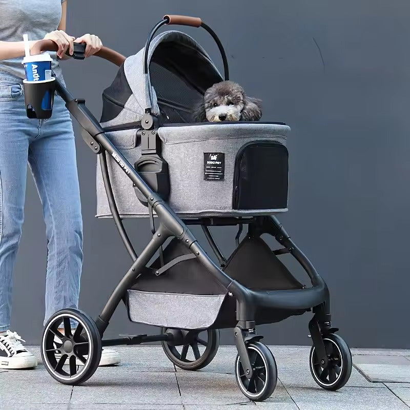 取り外し可能なキャリア付き3in1犬用ベビーカー