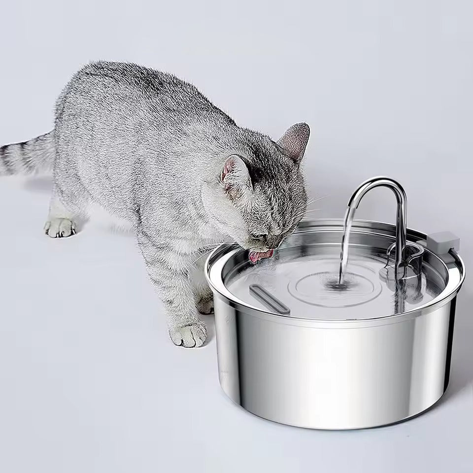 ステンレス製自動ペット用ウォーターファウンテン – 3.2L容量、モーションセンサー付き