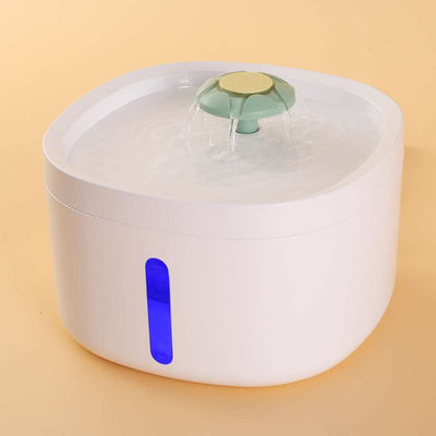 LEDインジケーターと花のデザインを備えたペット用ウォーターファウンテン