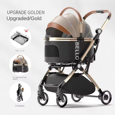 Dog Stroller and Pet Carrier – Foldable, Stylish, and Travel-Friendly