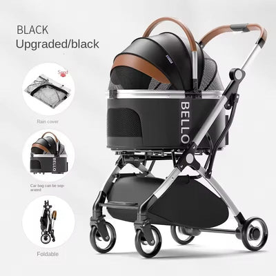 Dog Stroller and Pet Carrier – Foldable, Stylish, and Travel-Friendly