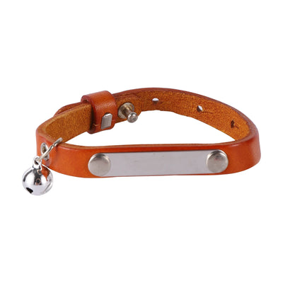 Customizable Leather Cat Collar with Bell and ID Tag