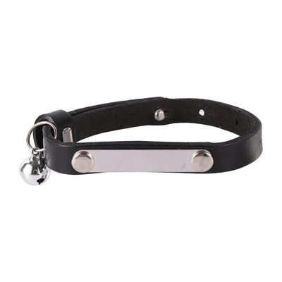 Customizable Leather Cat Collar with Bell and ID Tag