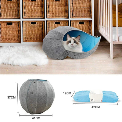 トンネルとおもちゃ付き5in1キャットベッド