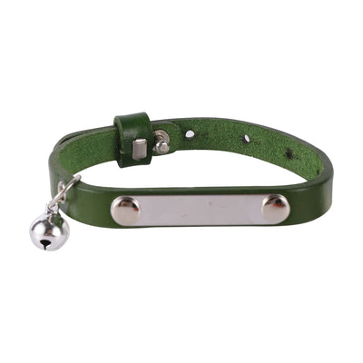 Customizable Leather Cat Collar with Bell and ID Tag