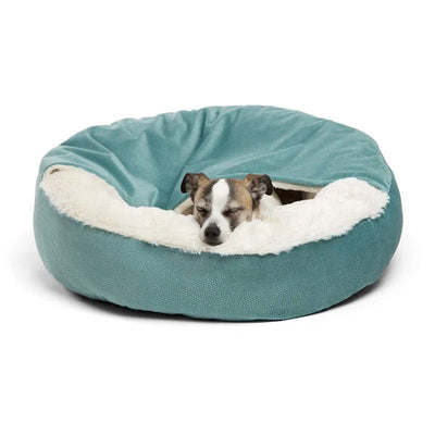 Orthopedic Donut Dog Bed with Hooded Blanket to Cuddle Up In