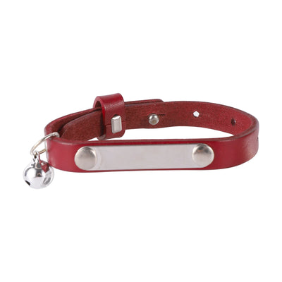 Customizable Leather Cat Collar with Bell and ID Tag