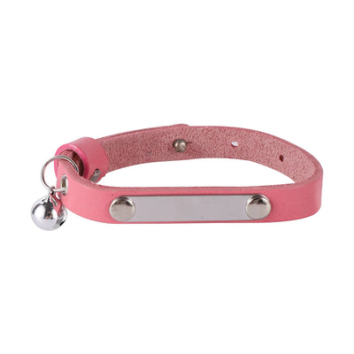 Customizable Leather Cat Collar with Bell and ID Tag