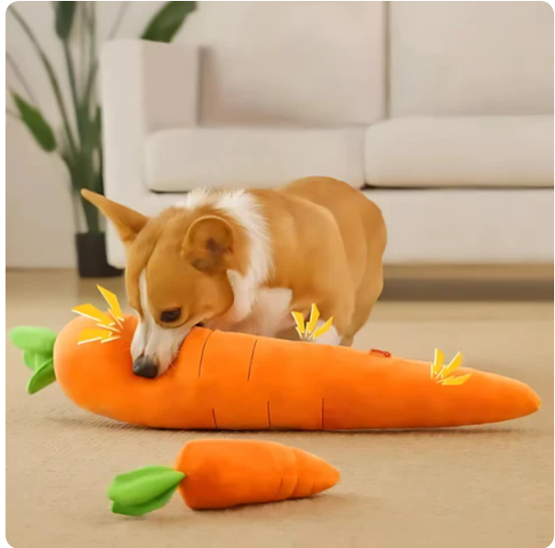 Plush Carrot for Dogs - Interactive Play and Cuddle Toy