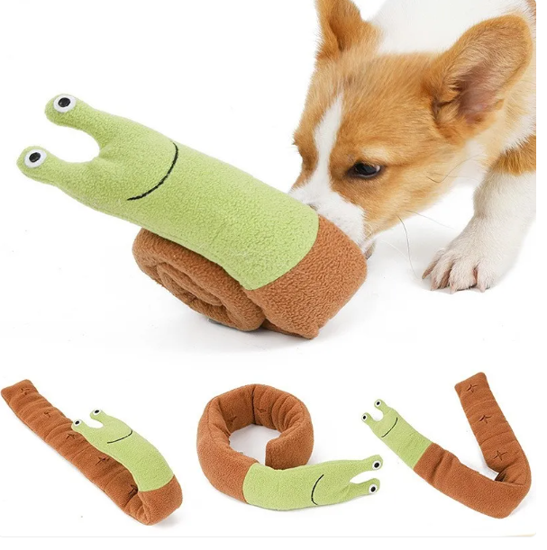 Plush Dog Toy in Snail Shape with Crinkle Sound and Squeaker