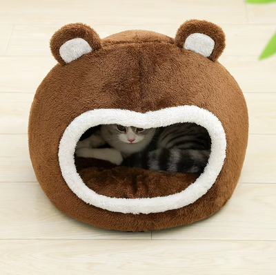 ベアケーブ - 滑り止め底と厚いクッションを備えた柔らかい猫用ベッド