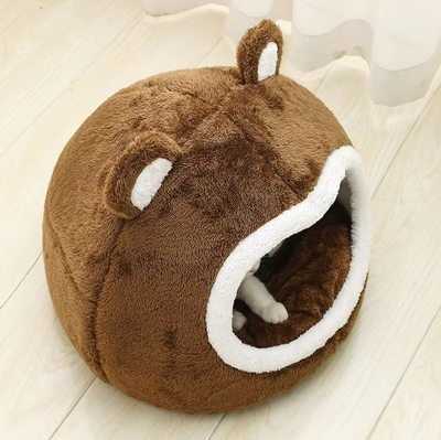 ベアケーブ - 滑り止め底と厚いクッションを備えた柔らかい猫用ベッド