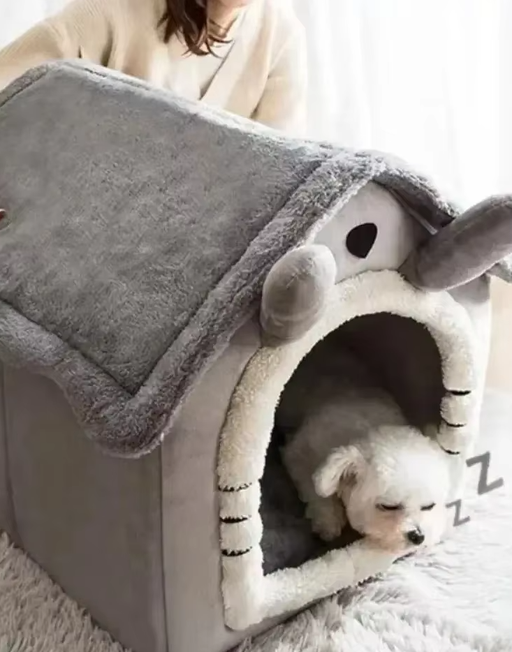 コージーペットハウス – 猫と小型犬のための柔らかく暖かい犬用ベッド