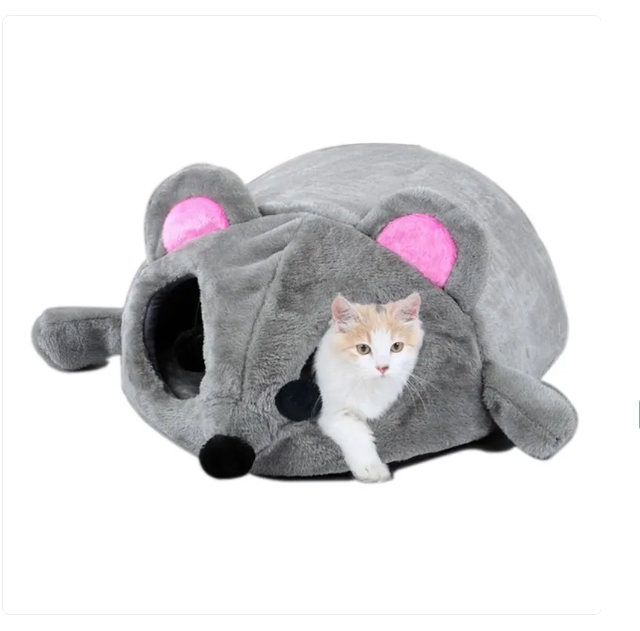 マウスデザインの快適な猫用スリーピングケープ - 柔らかくて快適な猫用スリーピングケープ