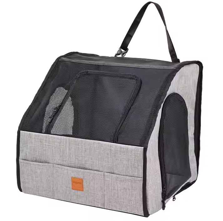 Safe Dog Car Seat - Foldable Transport Bag with Mesh Windows and Strap System