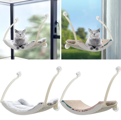 猫用窓用ハンモック - 吸盤付きの安定感と快適な睡眠エリア