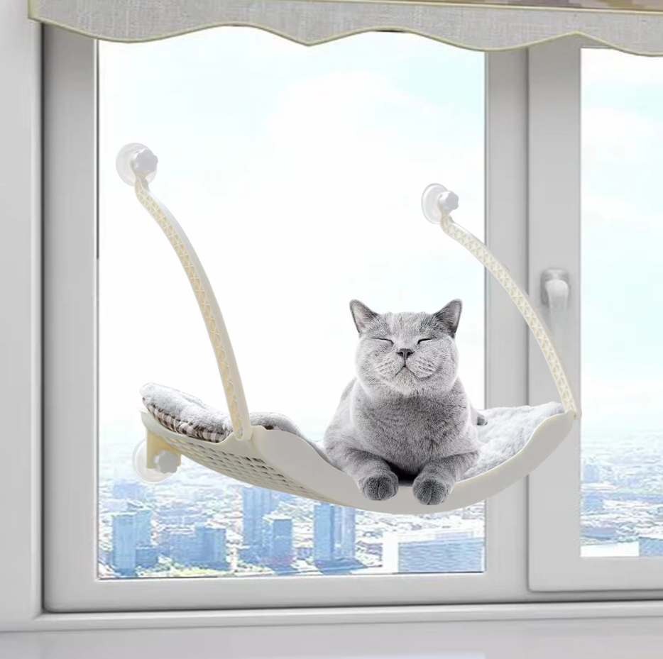 猫用窓用ハンモック - 吸盤付きの安定感と快適な睡眠エリア