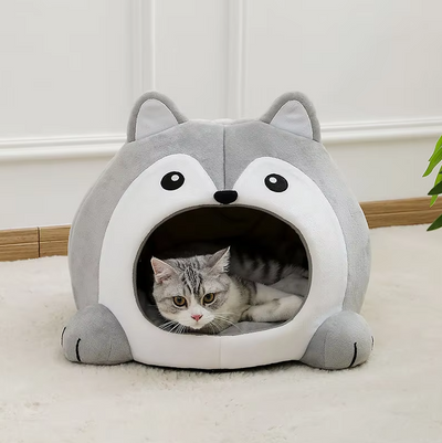 ハスキー猫のニッチ - 耳のための柔らかい内側パッド付きの猫用居心地の良いベッド