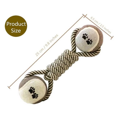 Dog Toy Rope with Balls – Chew Toy for Dogs with Paw Print