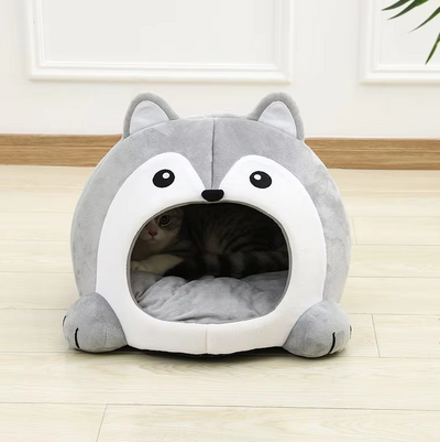 ハスキー猫のニッチ - 耳のための柔らかい内側パッド付きの猫用居心地の良いベッド
