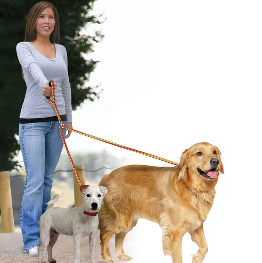 Twin Dog Leash in Check Pattern – Durable Leash for Two Dogs