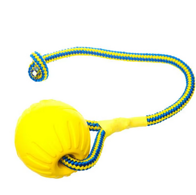 Robust Dog Toy – Fetch and Tug Ball with Rope