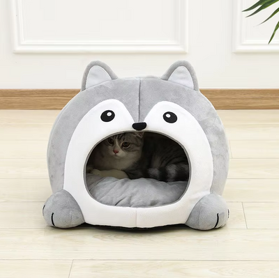 ハスキー猫のニッチ - 耳のための柔らかい内側パッド付きの猫用居心地の良いベッド