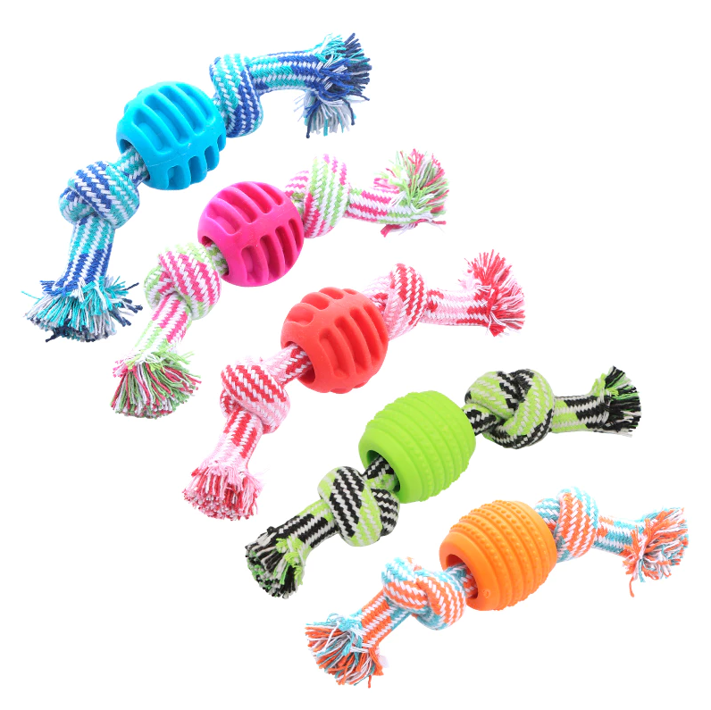 Dog Toy Chewing Rope – Durable Rope with Chew Ball for Dental Care and Play Fun