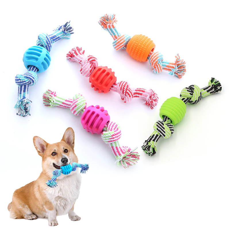 Dog Toy Chewing Rope – Durable Rope with Chew Ball for Dental Care and Play Fun