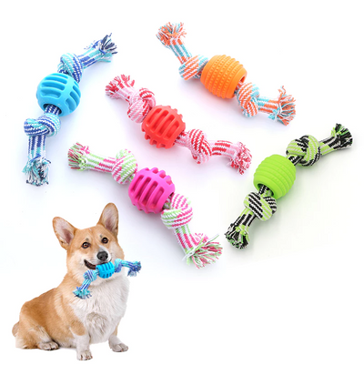 Dog Toy Chewing Rope – Durable Rope with Chew Ball for Dental Care and Play Fun