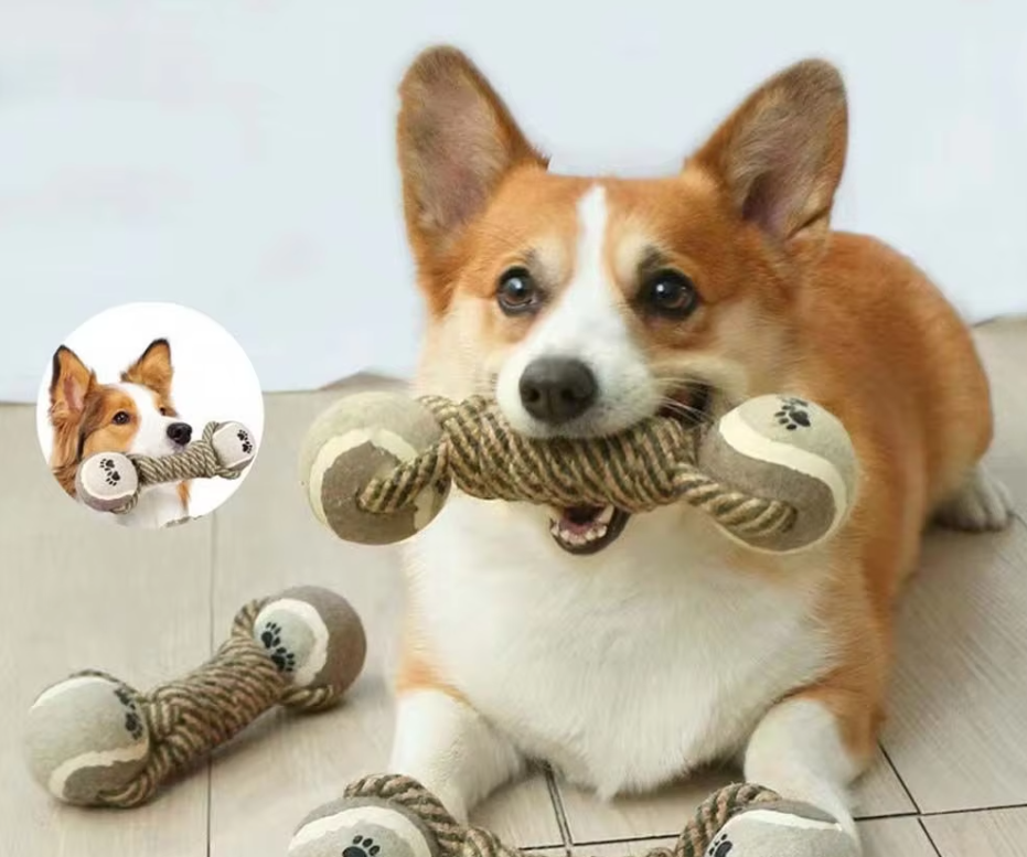 Dog Toy Rope with Balls – Chew Toy for Dogs with Paw Print
