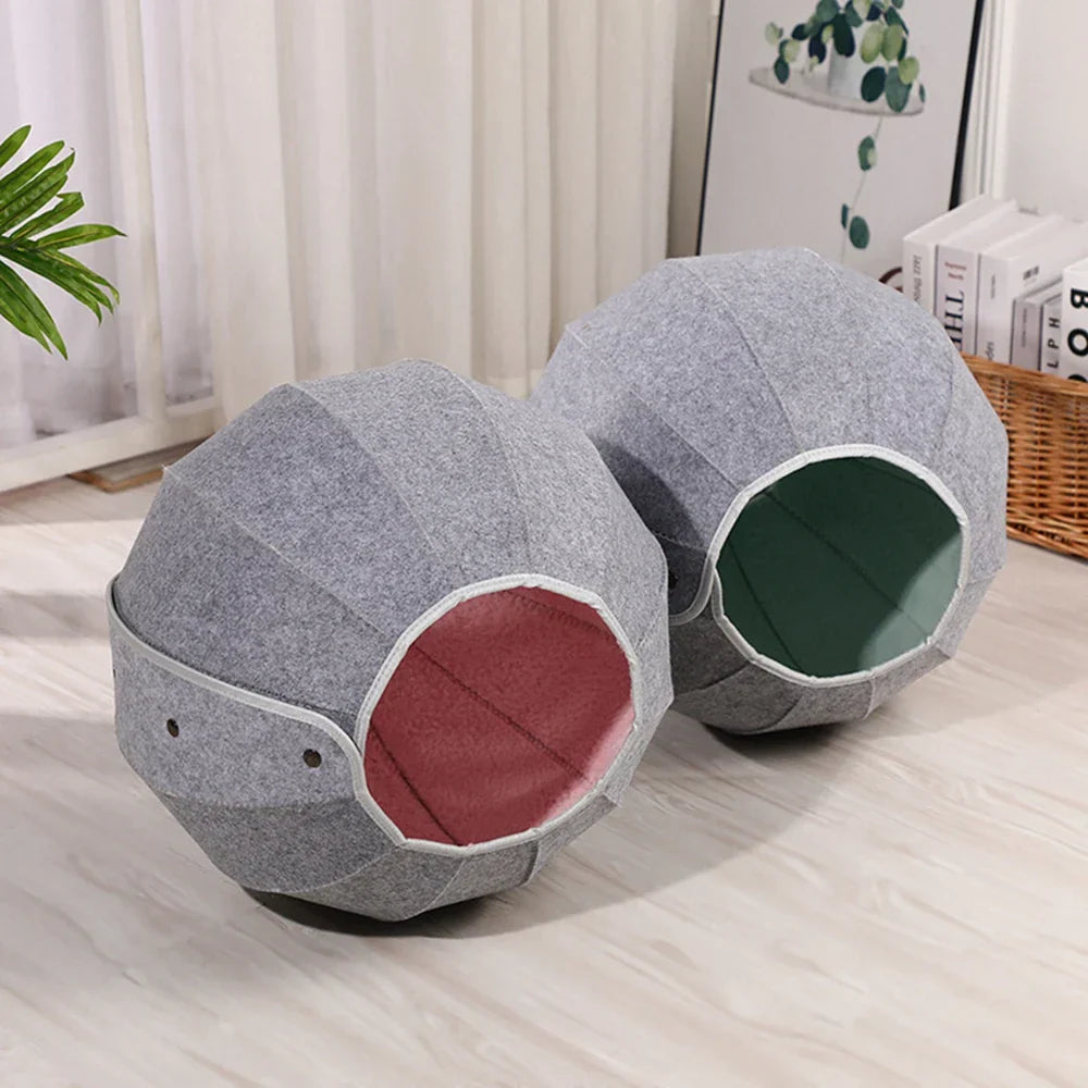 トンネルとおもちゃ付き5in1キャットベッド