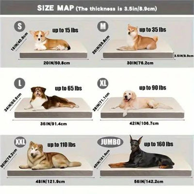 Premium Memory Foam Dog Bed with Washable Cover, Non-Slip, and Suitable for Large Breeds
