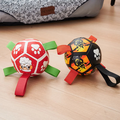 Interactive Dog Toy in Ball Shape – With Nylon Rope and Handles