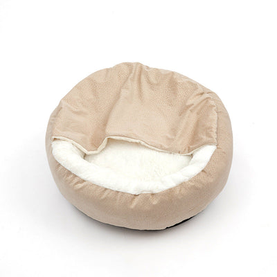 Orthopedic Donut Dog Bed with Hooded Blanket to Cuddle Up In