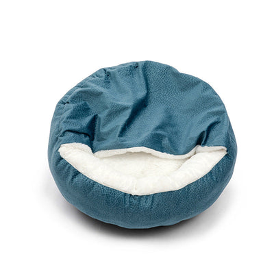 Orthopedic Donut Dog Bed with Hooded Blanket to Cuddle Up In
