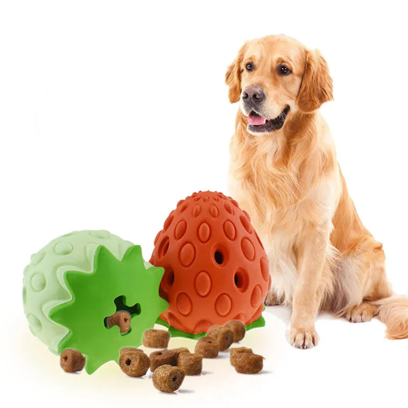 Chew Toy for Dogs – Interactive Strawberry-Shaped Toy Made of Rubber