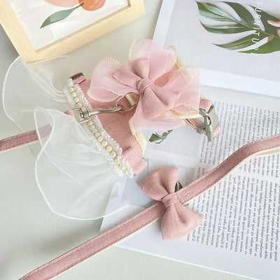 Charming Bowknot Cat Harness Dress with Leash