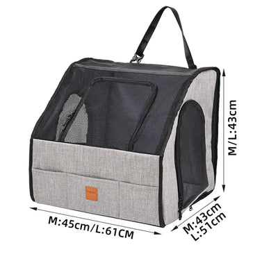 Safe Dog Car Seat - Foldable Transport Bag with Mesh Windows and Strap System