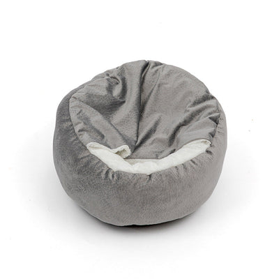 Orthopedic Donut Dog Bed with Hooded Blanket to Cuddle Up In