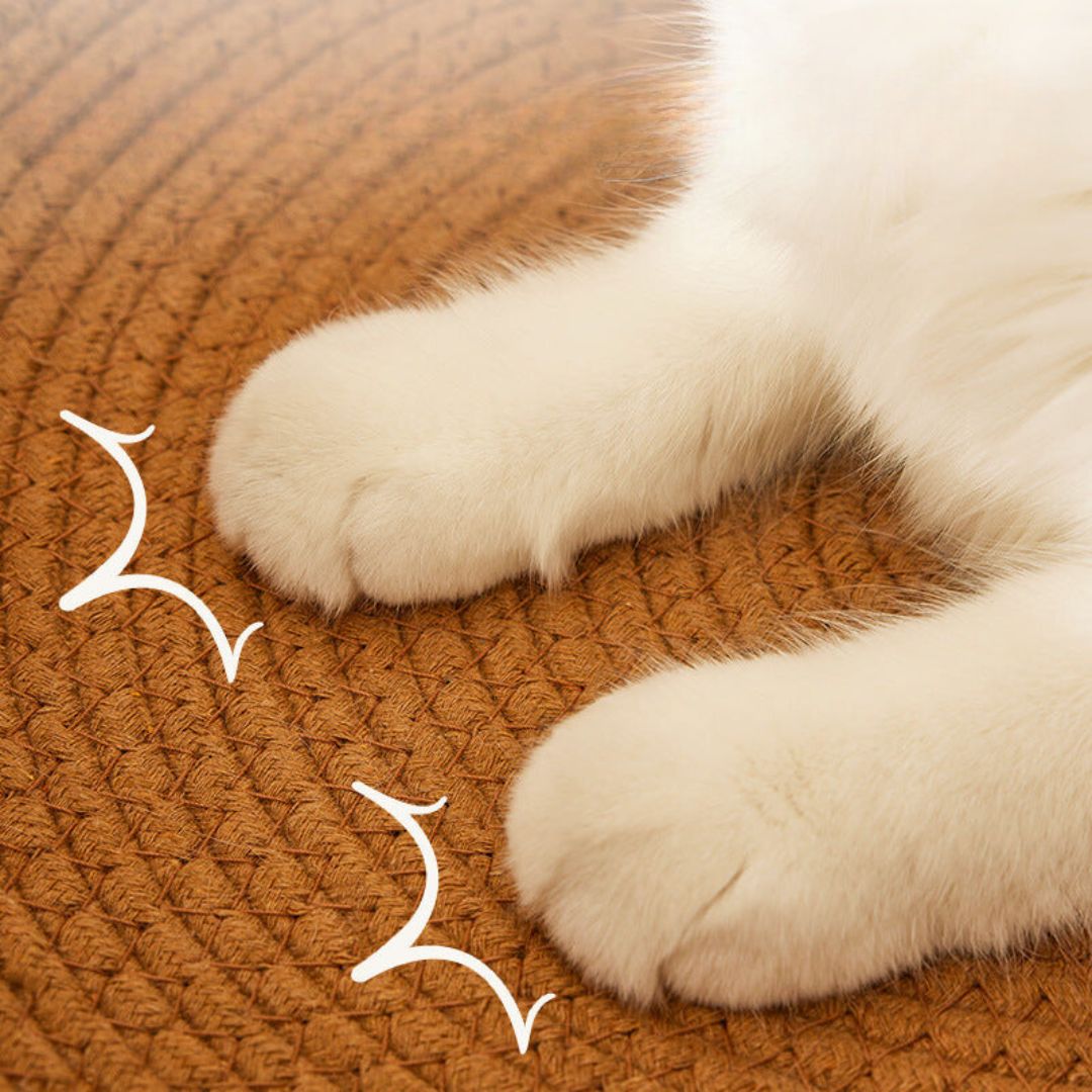 猫用手編みラタンベッド（爪とぎ付き）